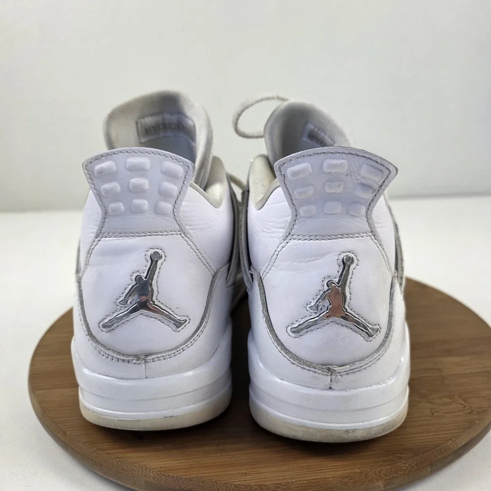 Nike Air Jordan 4 Retro Pure Money Shoes Mens Size 11.5‎ White Silver 308497-100